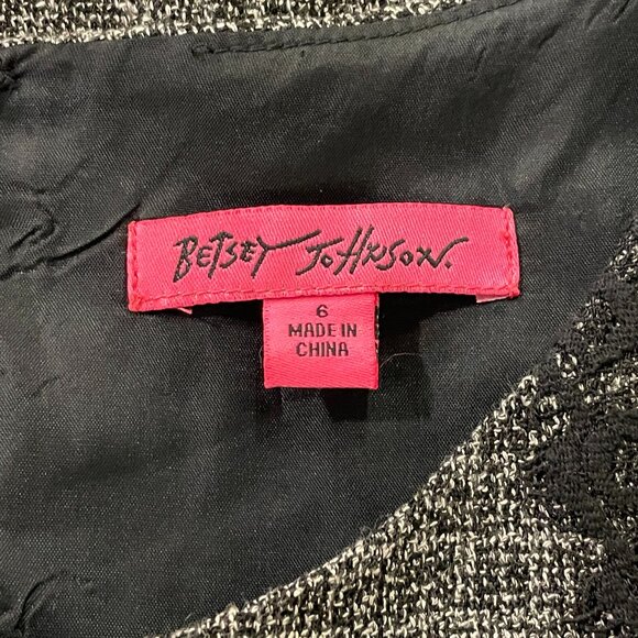 (NWOT) BETSY JOHNSON Lace Trim Sheath Dress, Black/Tweed - 6 - Picture 2 of 8